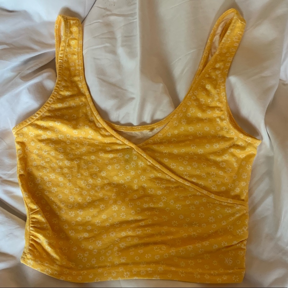 Yellow Floral Cropped Tank